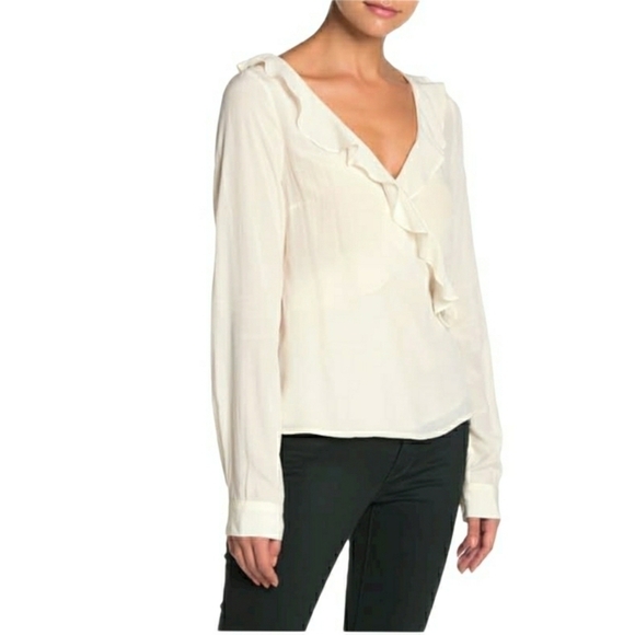 Line & dot hayleee ruffle trim wrap top - Picture 1 of 6